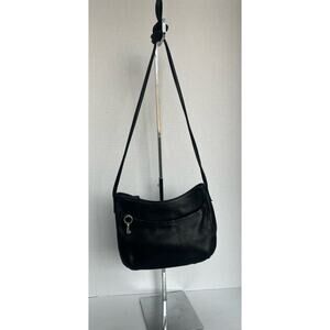 Fossil Women’s Small Black Pebbled Leather Crossbody Purse Shoulder Bag